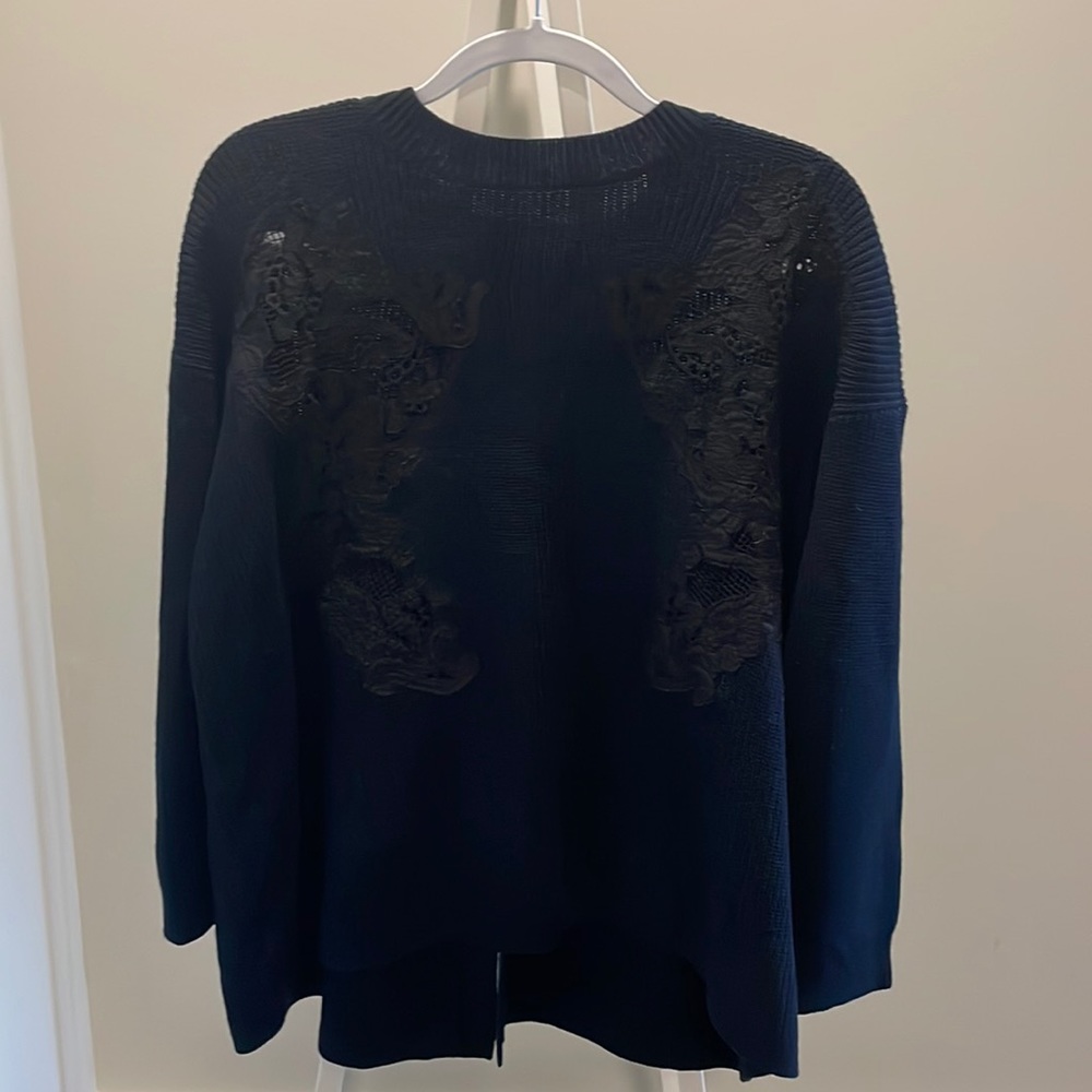 Sandro lace panel sweater in navy